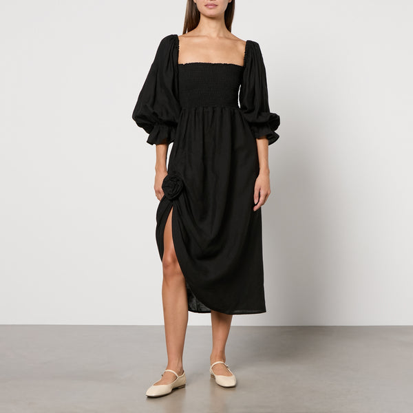 Sleeper Atlanta Rosette Linen Dress