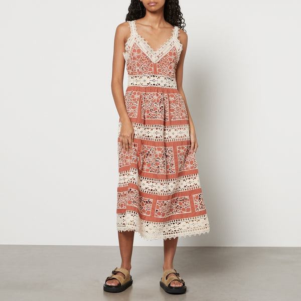 Sea New York Joah Guipure Lace and Cotton Sleeveless Midi Dress 