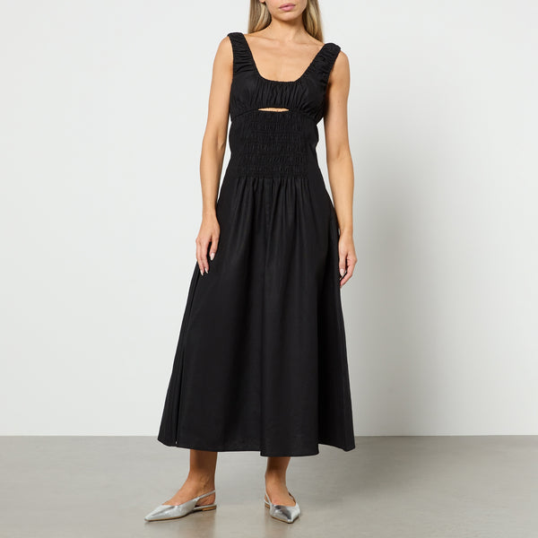 Toit Volant Bella Shirred Cotton Midi Dress