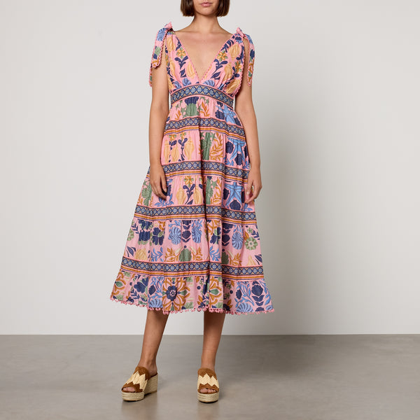 Farm Rio Printed Cotton Midi Dress