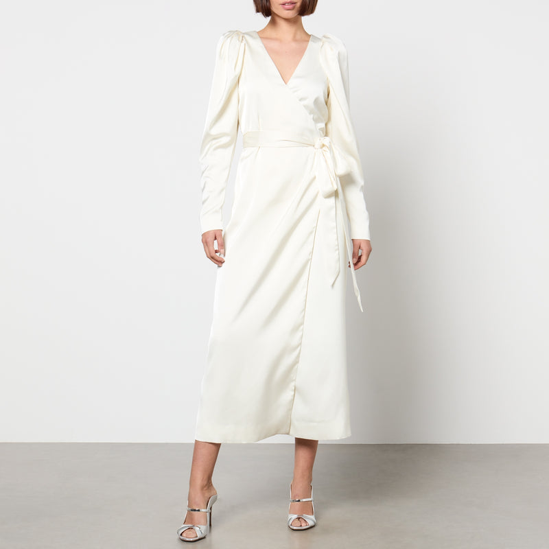 ROTATE Birger Christensen Satin Wrap Midi Dress