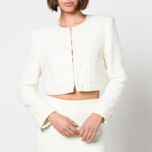 ROTATE Birger Christensen Sequinned Bouclé Cropped Jacket