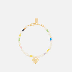 Coach Pearl Heart Flex Gold-Plated Bead Bracelet