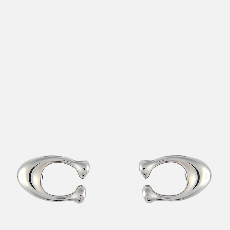 Coach Bubble C Rhodium Stud Earrings