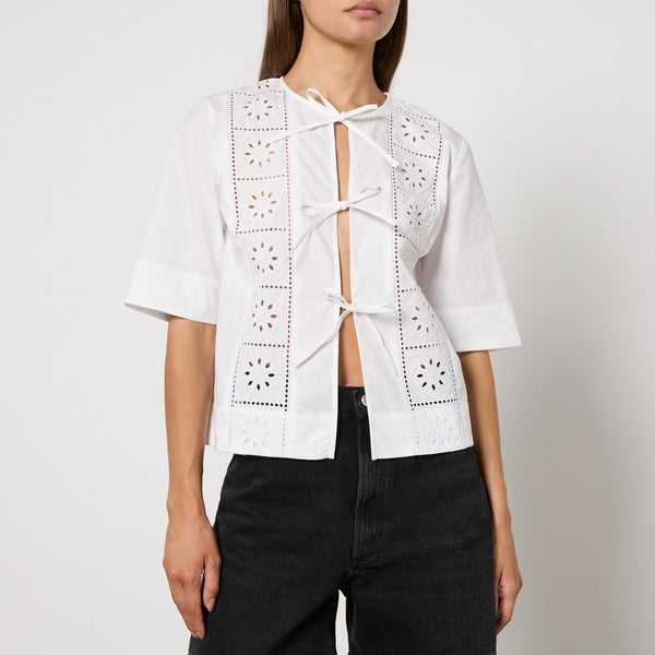 Ganni Broderie Anglaise Cotton Blouse