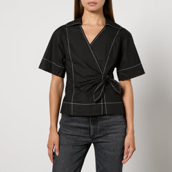 Ganni CottonPoplin Wrap Blouse