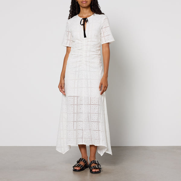 Ganni Broderie Anglaise Cotton Maxi Dress