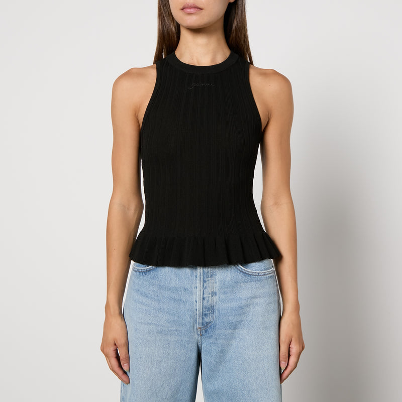 Ganni Ribbed Knit Tank Top