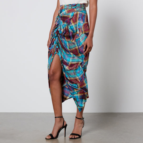 Vivienne Westwood Tartan Side Panther MatteSatin Skirt