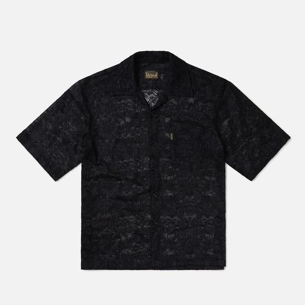 ARIES Men's Lace Hawaiian Short Sleeved Shirt Black