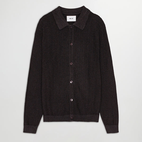 NN.07 Nolan Herringbone Cotton Regular Fit Cardigan