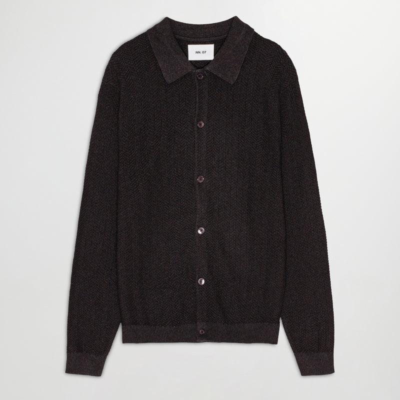 NN.07 Nolan Herringbone Cotton Regular Fit Cardigan