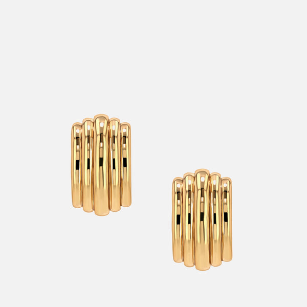 Anine Bing Chunky Ribbed 14K GoldPlated Earrings