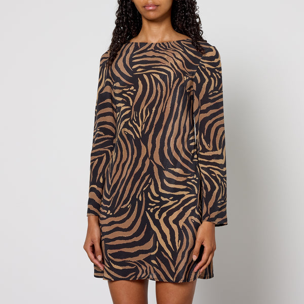 RIXO Animal-Print Ridley Silk Dress 