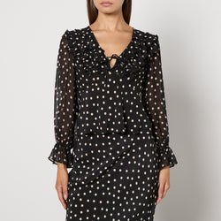 RIXO Lasca Polka Dot SilkChiffon Blouse