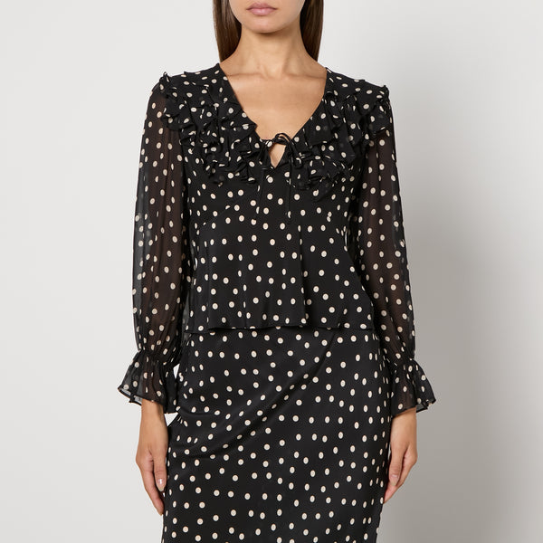 RIXO Lasca Polka Dot SilkChiffon Blouse