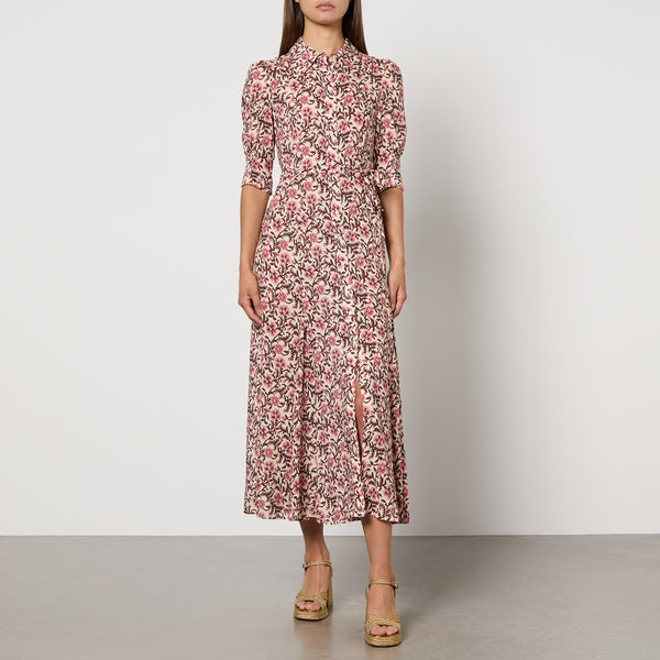 RIXO Bloom FloralPrint Satin Midi Dress