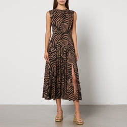 RIXO Coralie Printed Silk Midi Dress