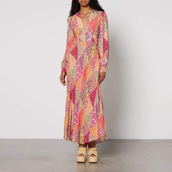 RIXO Trula FloralPrint Crepe Midi Dress