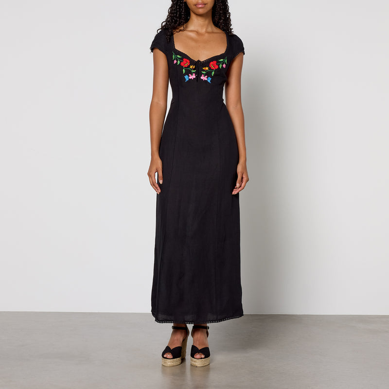 RIXO Tahlee LinenBlend Midi Dress