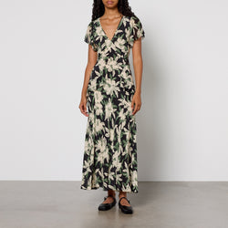 RIXO Evie FloralPrint Silk Midi Dress