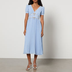 SelfPortrait FilCoupe Pleated Chiffon Midi Dress