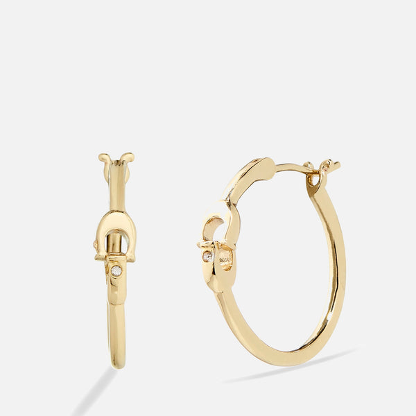 Coach Interlock C Gold-Tone Small Hoop Earrings