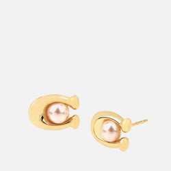 Coach C Gold-Tone Stud Earrings