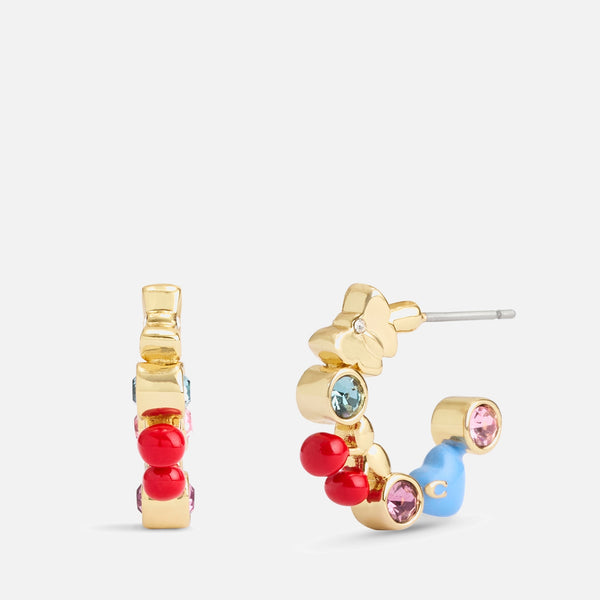 Coach Multi Charm Huggi Gold-Tone Earrings