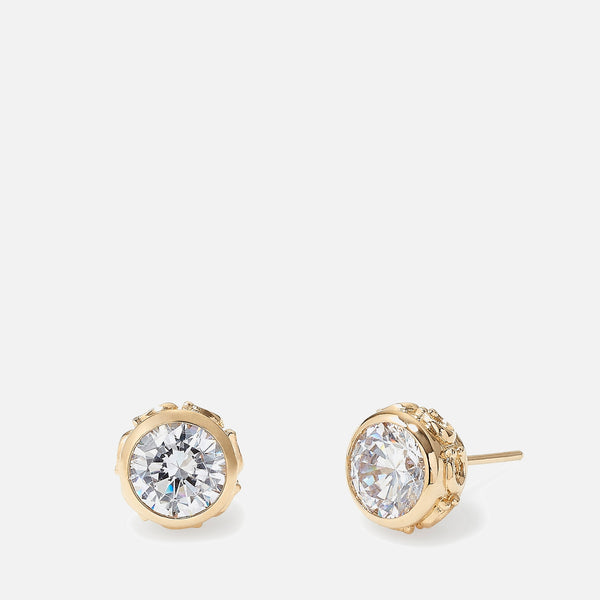 Coach Gold-Tone and Crystal Stud Earrings