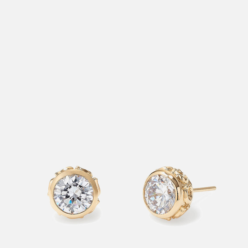 Coach Gold-Tone and Crystal Stud Earrings