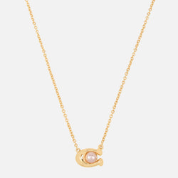 Coach Pearl C Pendant Faux Pearl Gold-Tone Necklace