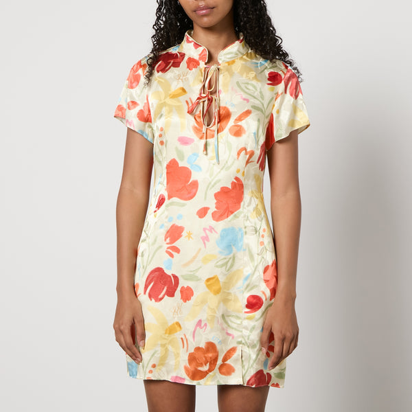 Kitri Gretchen FloralPrint SatinJacquard Mini Dress