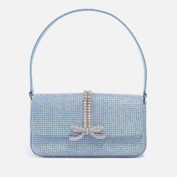 SelfPortrait Embellished Denim Baguette Bag