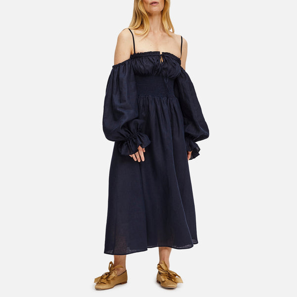 Sleeper Cancan Linen Maxi Dress 