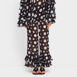 Sleeper Samba Ruffled PolkaDot Chiffon Pants