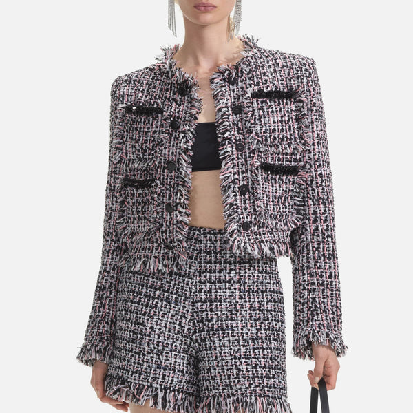 Self-Portrait Fringed Bouclé Blazer Jacket 