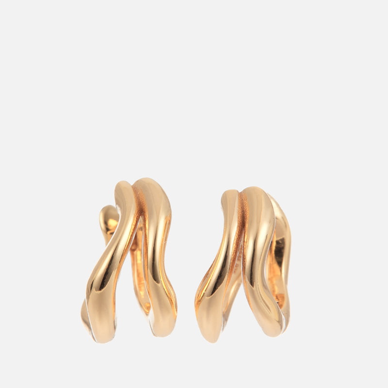 Astrid & Miyu Molten GoldPlated Duo Huggie Earrings