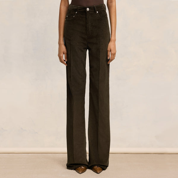 AMI Flare Fit Cotton Corduroy Trousers