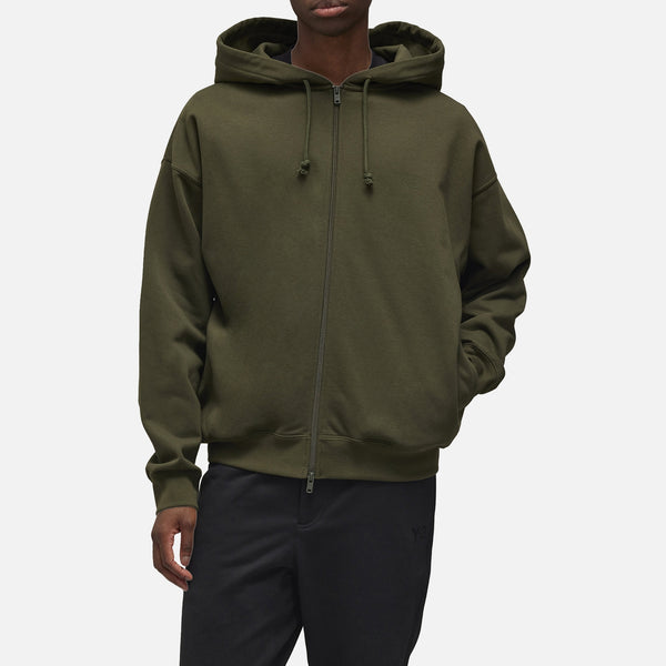 Y3 Tonal Logo CottonBlend Terry Zipped Hoodie