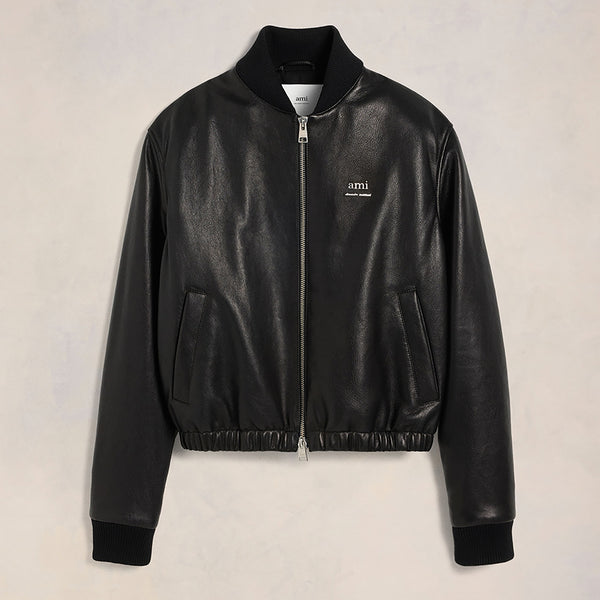 AMI Padded Leather Biker Jacket