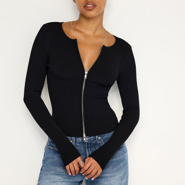 Good American Virgo RibbedKnit Top