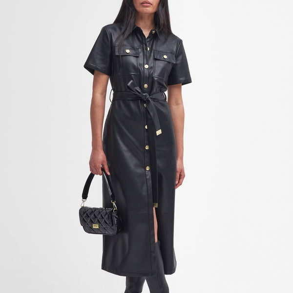 Barbour International Aria Faux Leather Midi Dress