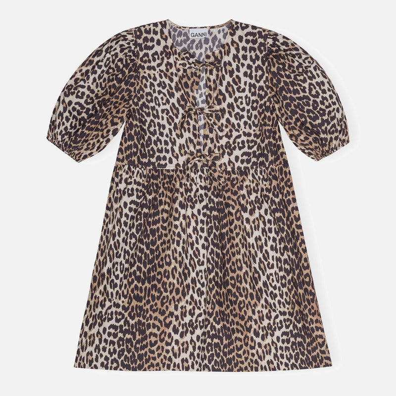 Ganni LeopardPrint Organic Cotton Mini Dress