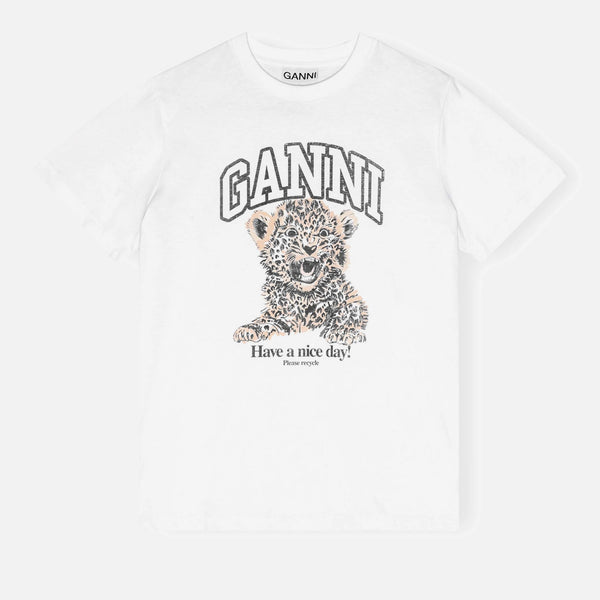 Ganni Basic Leopard Relaxed CottonJersey TShirt