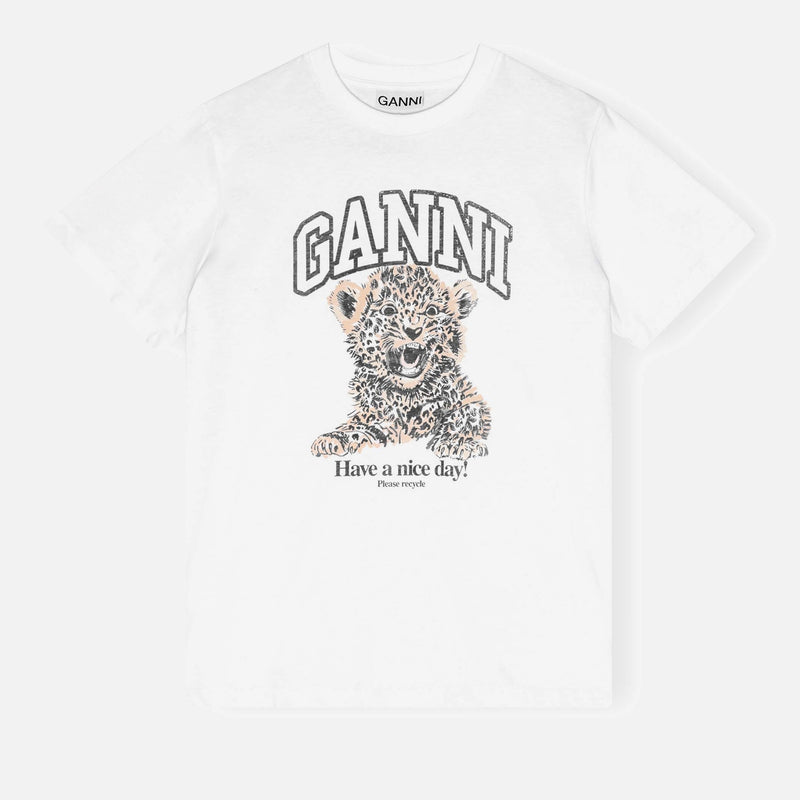 Ganni Basic Leopard Relaxed CottonJersey TShirt