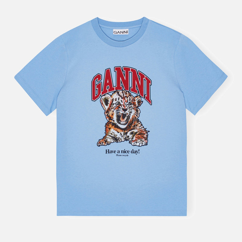 Ganni Basic CottonJersey Tiger Relaxed TShirt