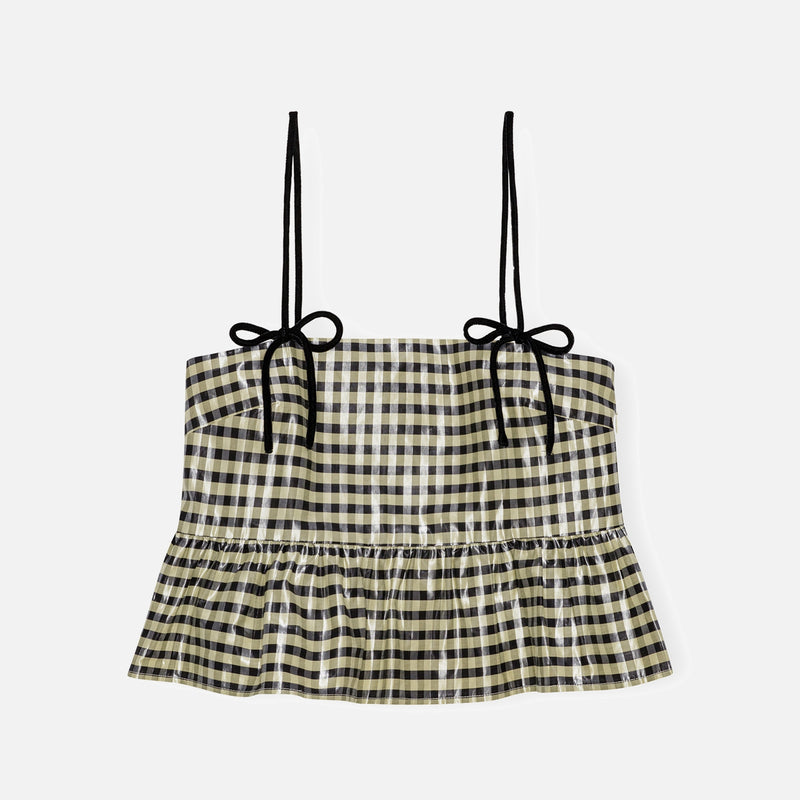 Ganni Shiny Check CottonBlend Jacquard Top