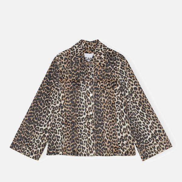 Ganni LeopardPrint Denim Jacket