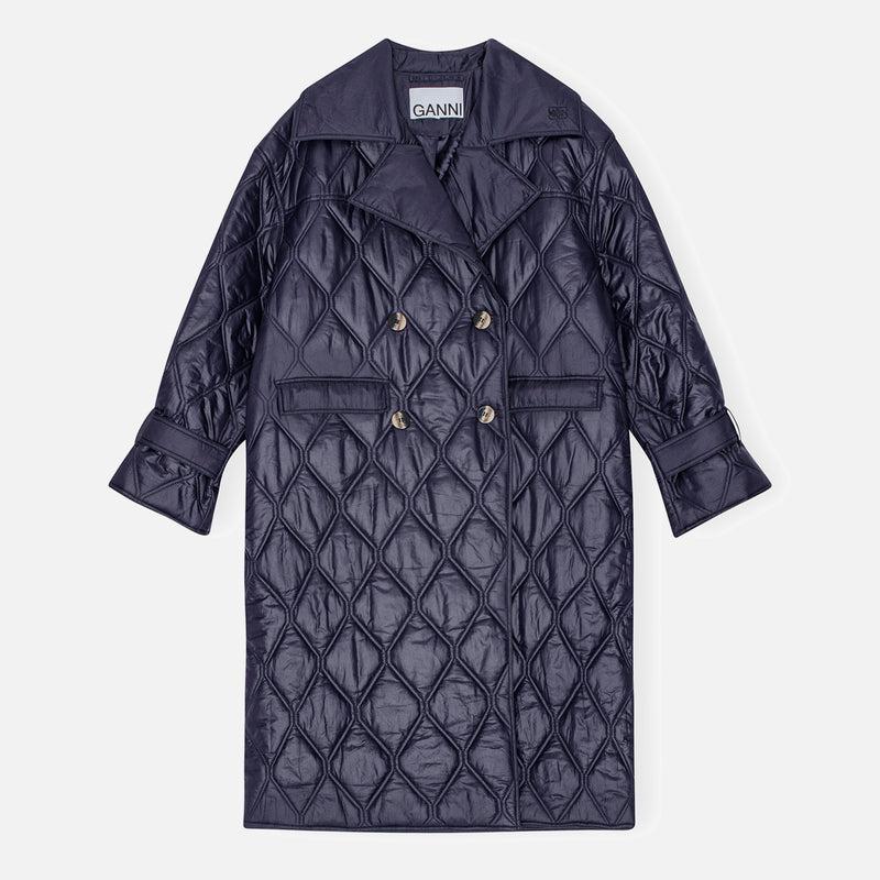 Ganni Shiny Quilted Shell Coat